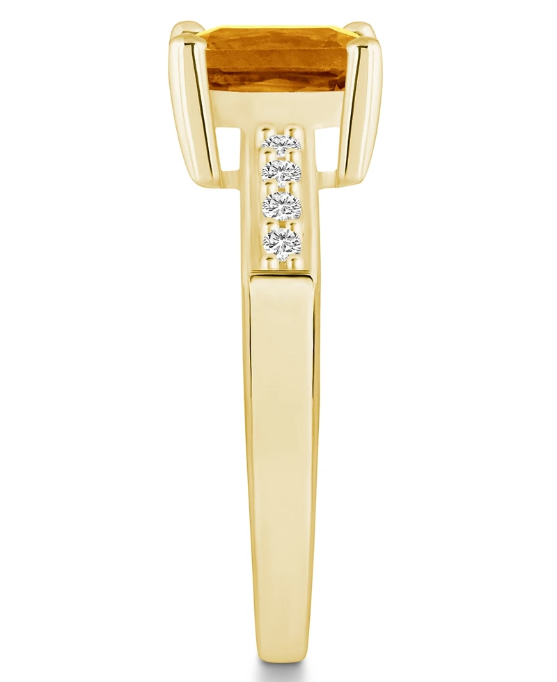 Citrine (1-5/8 ct .t.w.) and Diamond (1/8 Ring 14K Yellow Gold