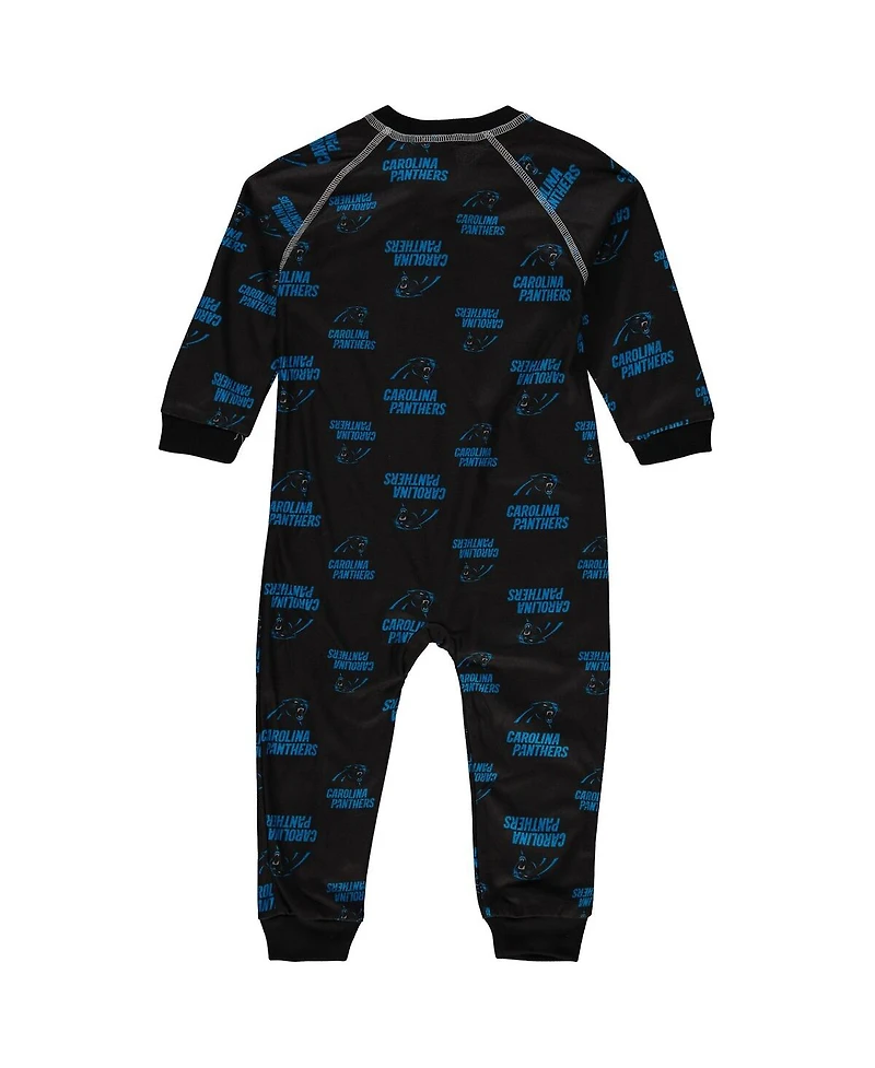 Toddler Boys and Girls Black Carolina Panthers Piped Raglan Full-Zip Jumper