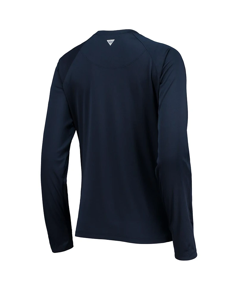 Women's Columbia Navy and White Dallas Cowboys Tidal Omni-Shade Raglan Long Sleeve T-shirt