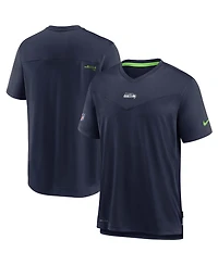 Men's Nike College Navy Seattle Seahawks Sideline Coaches Performance V-Neck T-shirt