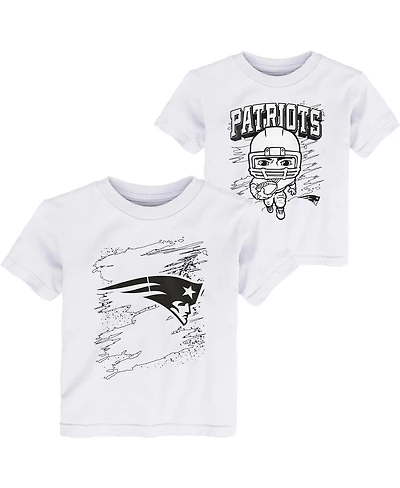 Toddler Boys White New England Patriots Coloring Activity Two-Pack T-shirt Set