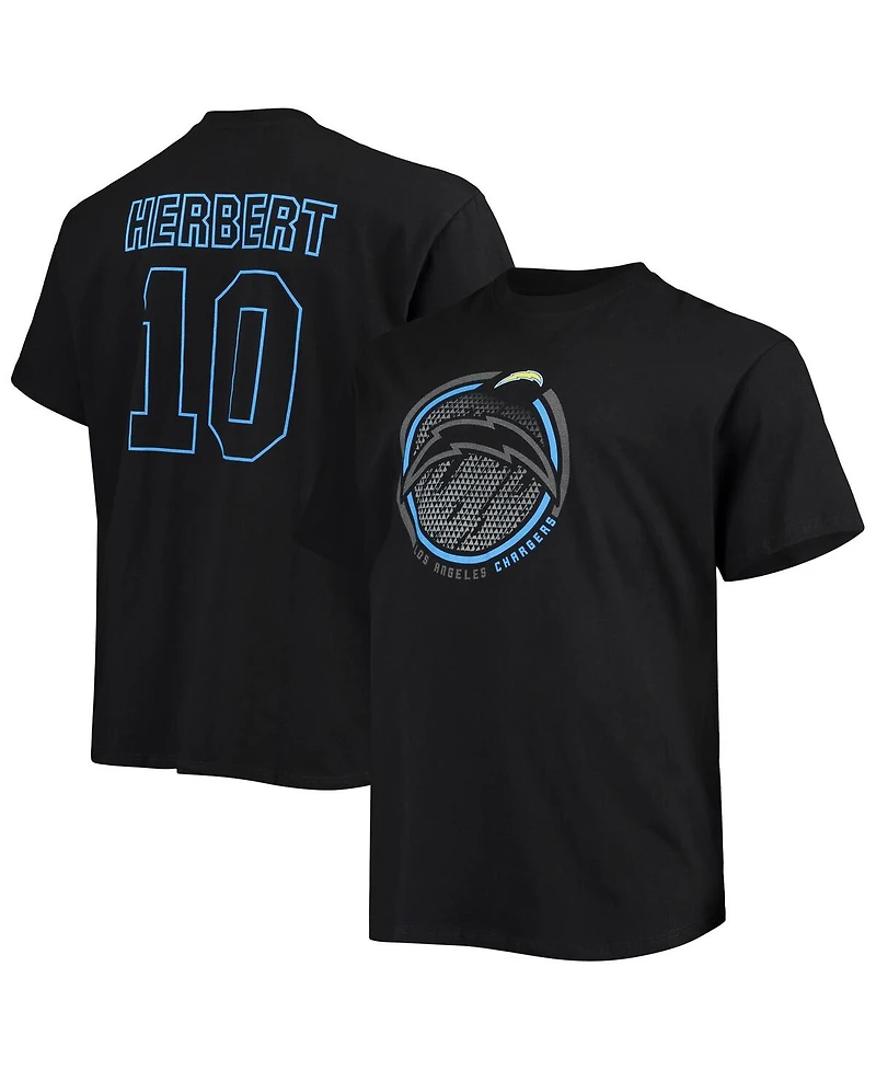 Men's Fanatics Justin Herbert Black Los Angeles Chargers Big and Tall Color Pop Name and Number T-shirt