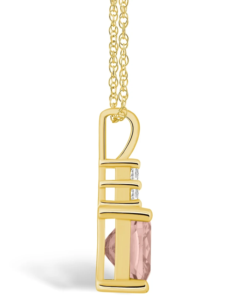 Macy's Morganite (2 Ct. T.w.) and Diamond (1/10 Ct. T.w.) Pendant Necklace in 14K Yellow Gold