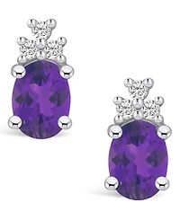 Macy's Amethyst (2-3/8 ct. t.w.) and Diamond (1/5 ct. t.w.) Stud Earrings in 14K White Gold