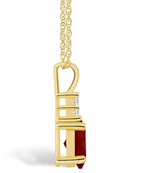 Macy's Garnet (1-1/2 Ct. T.w.) and Diamond (1/10 Ct. T.w.) Pendant Necklace in 14K Yellow Gold