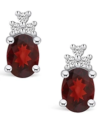 Macy's Garnet (3 ct. t.w.) and Diamond (1/5 ct. t.w.) Stud Earrings in 14K White Gold