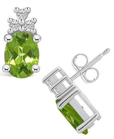 Macy's Peridot (2-3/4 ct. t.w.) and Diamond (1/5 ct. t.w.) Stud Earrings in 14K White Gold