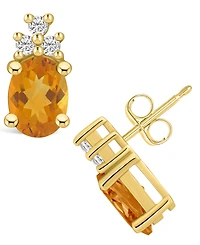 Macy's Citrine (2-3/8 ct. t.w.) and Diamond (1/5 ct. t.w.) Stud Earrings in 14K Yellow Gold