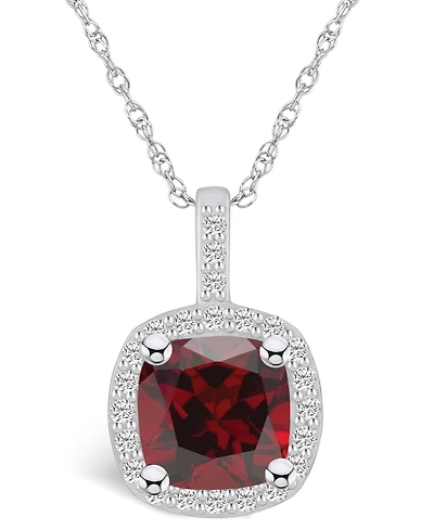 Macy's Garnet (2-3/4 Ct. T.w.) and Diamond (1/4 Ct. T.w.) Halo Pendant Necklace in 14K Gold