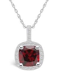 Macy's Garnet (2-3/4 Ct. T.w.) and Diamond (1/4 Ct. T.w.) Halo Pendant Necklace in 14K Gold