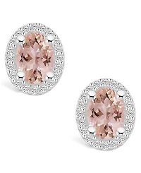Macy's Morganite (2-1/3 ct. t.w.) and Diamond (3/8 ct. t.w.) Halo Stud Earrings in 14K Gold