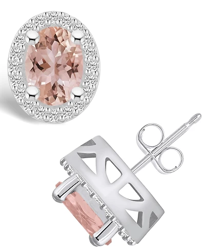 Macy's Morganite (2-1/3 ct. t.w.) and Diamond (3/8 ct. t.w.) Halo Stud Earrings in 14K Gold