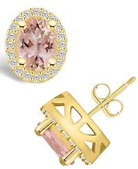 Macy's Morganite (2-1/3 ct. t.w.) and Diamond (3/8 ct. t.w.) Halo Stud Earrings in 14K Yellow Gold