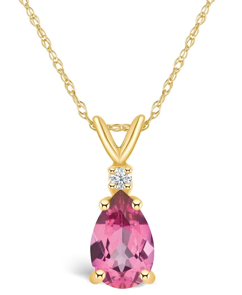 Pink Topaz (1 ct. t.w.) and Diamond Accent Pendant Necklace 14K White Gold or Yellow