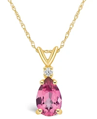 Pink Topaz (1 ct. t.w.) and Diamond Accent Pendant Necklace 14K White Gold or Yellow
