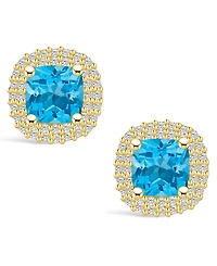 Macy's Topaz (2-1/2 ct. t.w.) and Diamond (3/8 ct. t.w.) Halo Stud Earrings in 14K Yellow Gold
