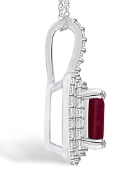 Macy's Garnet (2 Ct. T.w.) and Diamond (1/2 Ct. T.w.) Halo Pendant Necklace in 14K Gold