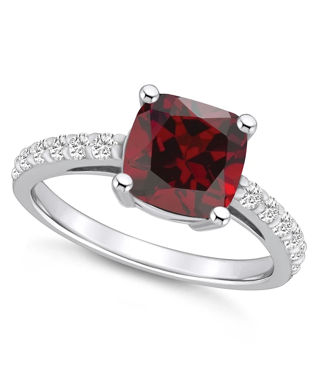 Macy's Garnet (2-3/4 and Diamond (1/3 Ring 14K White Gold