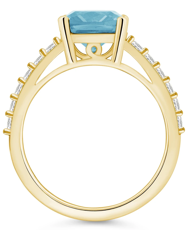 Macy's Aquamarine (2 Ct. T.w.) and Diamond (1/3 Ring 14K Yellow Gold