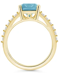 Macy's Aquamarine (2 Ct. T.w.) and Diamond (1/3 Ring 14K Yellow Gold