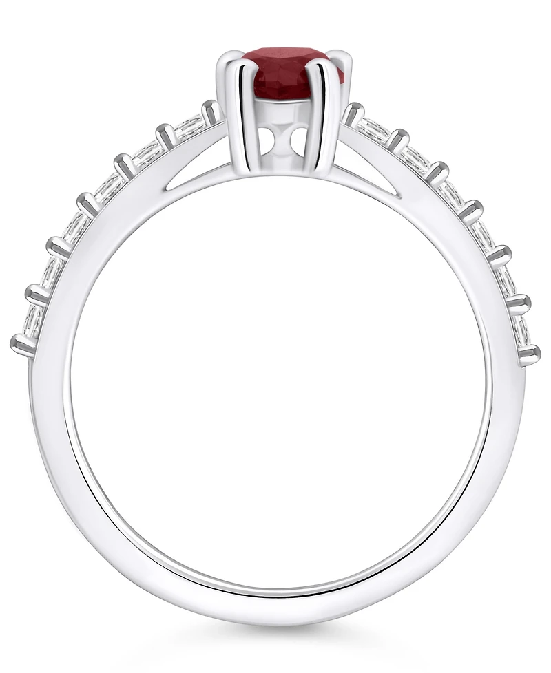 Macy's Garnet (1-1/10 Ct. T.w.) and Diamond (1/3 Ring 14K White Gold