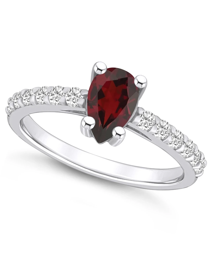 Macy's Garnet (1-1/10 Ct. T.w.) and Diamond (1/3 Ring 14K White Gold