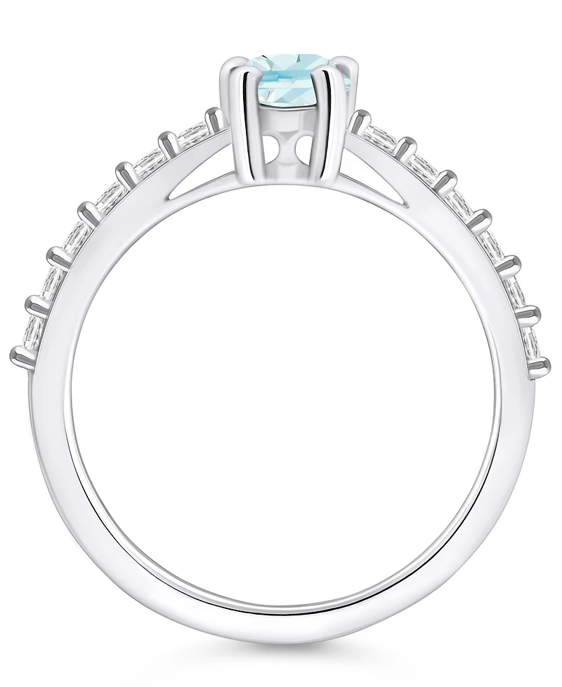 Macy's Aquamarine (3/4 Ct. T.w.) and Diamond (1/3 Ring 14K White Gold