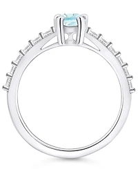 Macy's Aquamarine (3/4 Ct. T.w.) and Diamond (1/3 Ring 14K White Gold