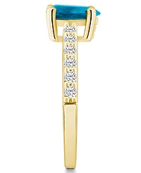 Macy's Blue Topaz (1 Ct. T.w.) and Diamond (1/3 Ring 14K Yellow Gold