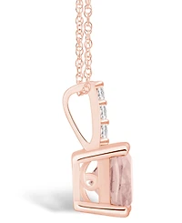 Macy's Morganite (2 Ct. T.w.) and Diamond Accent Pendant Necklace in 14K Rose Gold