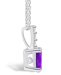 Macy's Amethyst (1-1/5 Ct. T.w.) and Diamond Accent Pendant Necklace in 14K White Gold