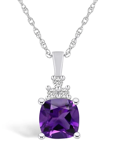 Macy's Amethyst (2 Ct. T.w.) and Diamond (1/10 Ct. T.w.) Pendant Necklace in 14K White Gold