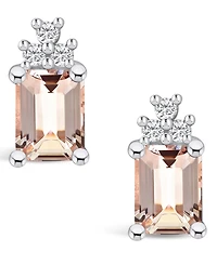 Macy's Morganite (2-3/4 Ct. T.w.) and Diamond (1/5 Ct. T.w.) Stud Earrings in 14K Gold