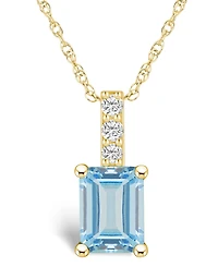 Macy's Aquamarine (1-3/8 Ct. T.w.) and Diamond Accent Pendant Necklace in 14K Yellow Gold