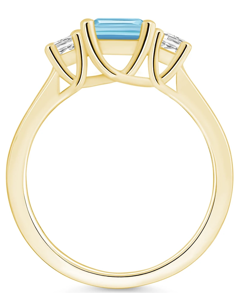 Macy's Aquamarine and Diamond Ring (1-3/8 ct.t.w 1/4 ct.t.w) 14K Yellow Gold