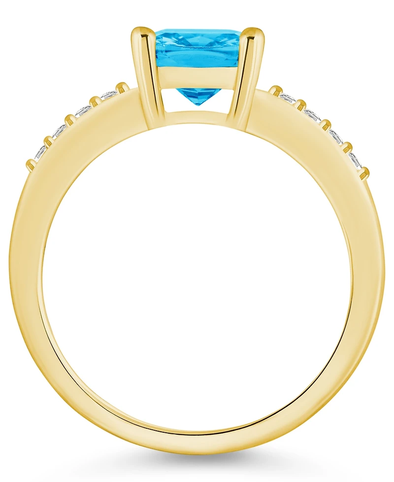 Macy's Blue Topaz and Diamond Ring (2-3/4 ct.t.w 1/8 ct.t.w) 14K Yellow Gold