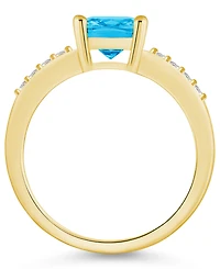 Macy's Blue Topaz and Diamond Ring (2-3/4 ct.t.w 1/8 ct.t.w) 14K Yellow Gold