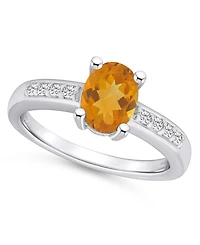 Macy's Citrine and Diamond Ring (1- 1/5 ct.t.w 1/8 ct.t.w) 14K White Gold