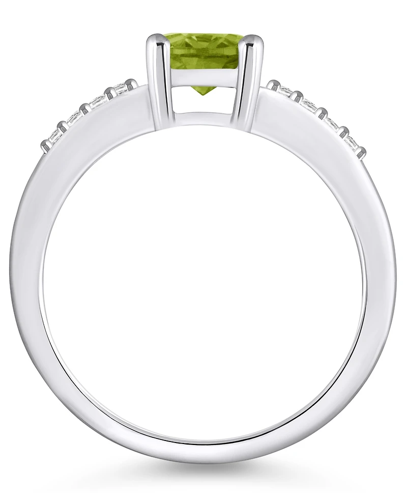 Macy's Peridot and Diamond Ring (1-1/3 ct.t.w 1/8 ct.t.w) 14K White Gold