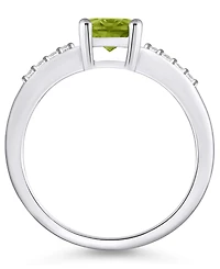 Macy's Peridot and Diamond Ring (1-1/3 ct.t.w 1/8 ct.t.w) 14K White Gold