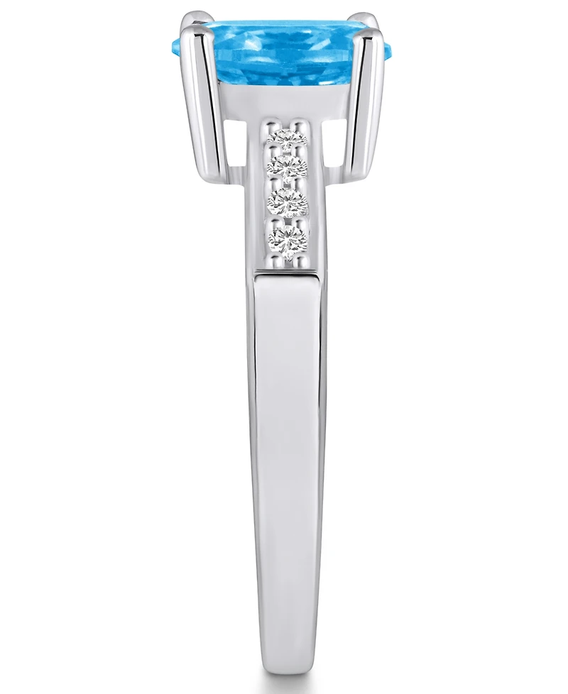 Macy's Blue Topaz and Diamond Ring (1- 5/8 ct.t.w 1/8 ct.t.w) 14K White Gold