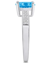 Macy's Blue Topaz and Diamond Ring (1- 5/8 ct.t.w 1/8 ct.t.w) 14K White Gold