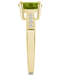 Macy's Peridot and Diamond Ring (1-1/3 ct.t.w 1/8 ct.t.w) 14K Yellow Gold