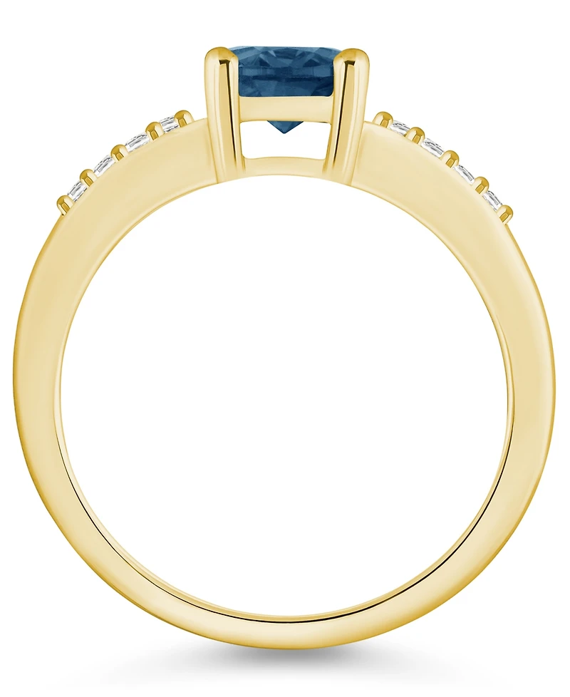 Macy's London Blue Topaz and Diamond Ring (1-5/8 ct.t.w 1/8 ct.t.w) 14K Yellow Gold