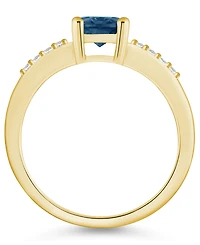 Macy's London Blue Topaz and Diamond Ring (1-5/8 ct.t.w 1/8 ct.t.w) 14K Yellow Gold