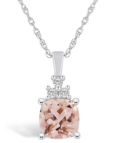 Macy's Morganite (2 Ct. T.w.) and Diamond (1/10 Ct. T.w.) Pendant Necklace in 14K Gold