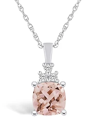 Macy's Morganite (2 Ct. T.w.) and Diamond (1/10 Ct. T.w.) Pendant Necklace in 14K Gold