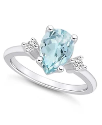 Macy's Aquamarine and Diamond Ring (1-5/8 ct.t.w 1/10 ct.t.w) 14K Gold