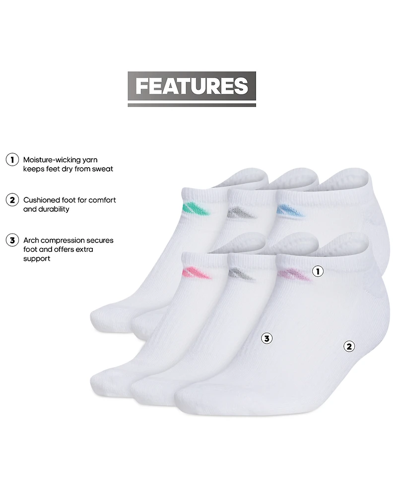 Adidas Women's 6-Pk. Athletic Cushioned No-Show Socks