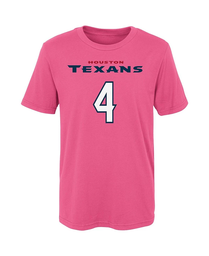 Preschool Girls Deshaun Watson Pink Houston Texans Player Mainliner Name and Number T-shirt